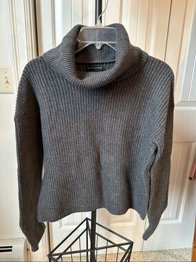 Banana Republic Charcoal Ribbed Cowl Neck Sweater